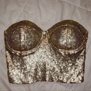 Charlotte Russe gold bustier top ✨